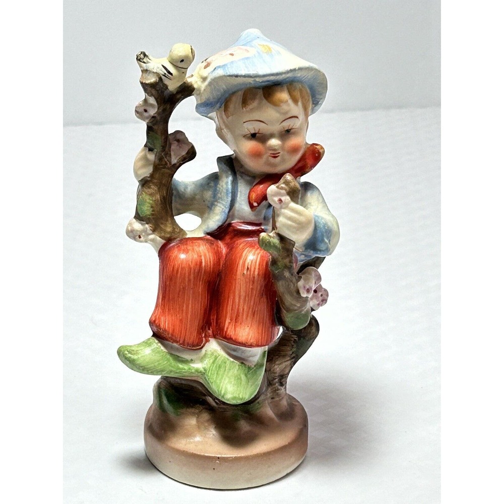 Vintage Sphinx Japan Ceramic Handpainted Little‎ Boy In A Tree Figurine - Picture 15 of 15